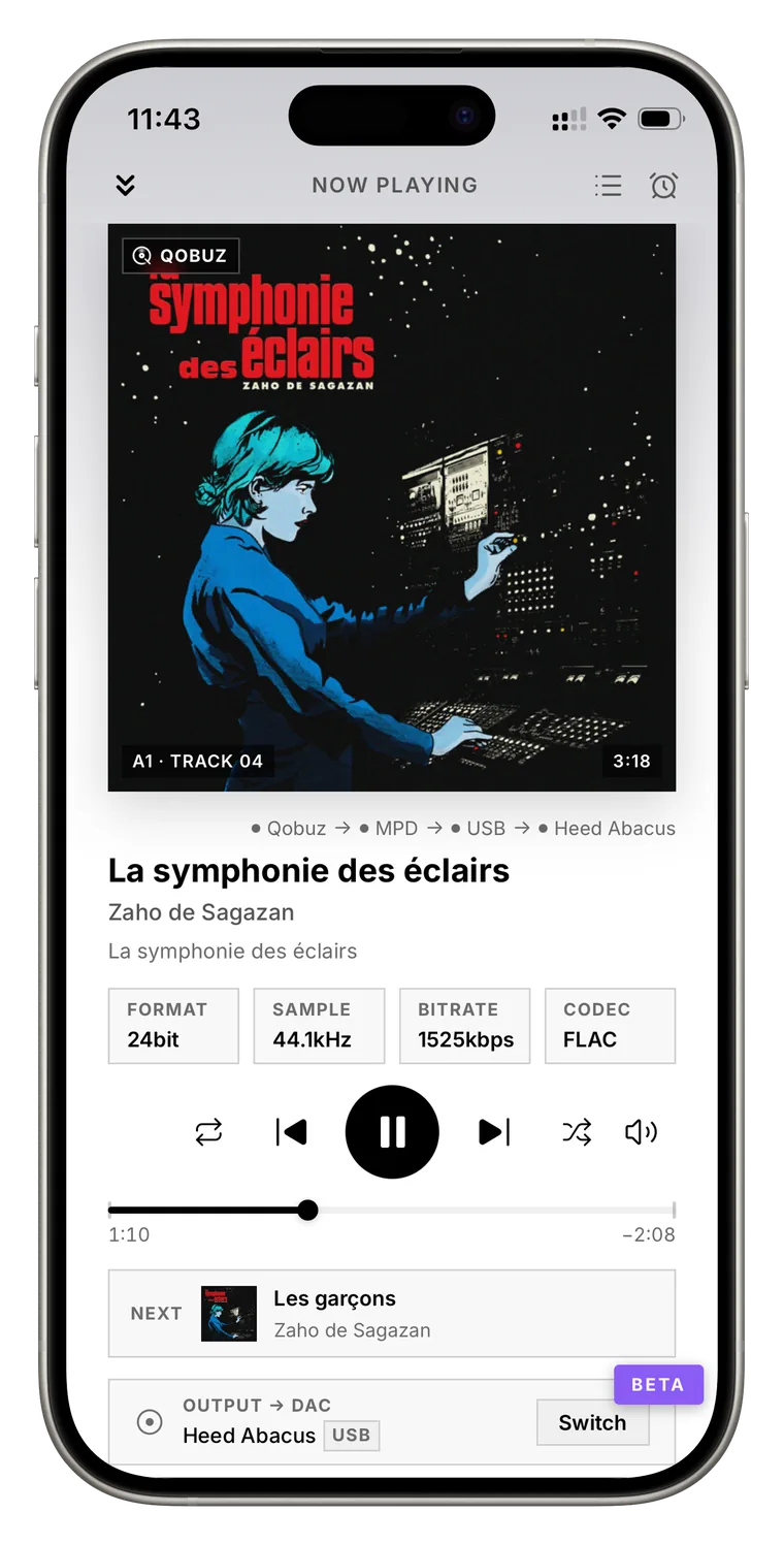 Player, playing from Qobuz