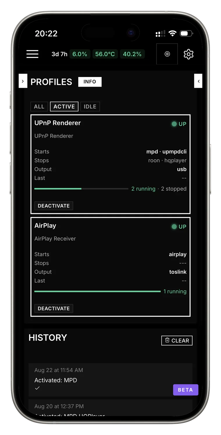 Profiles, dark theme