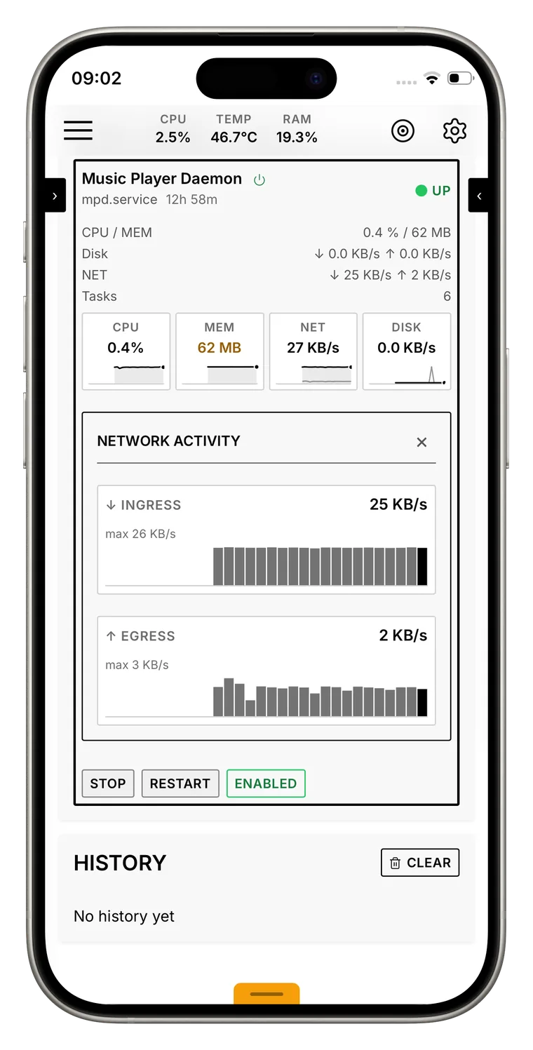 A service's network activity