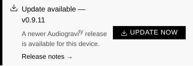 The update banner: new version, release-notes link and the one-click Update now button